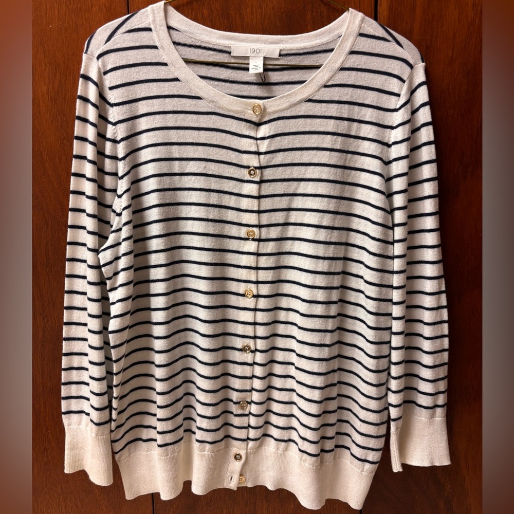 1901 Striped Button-Up Cardigan – Size L